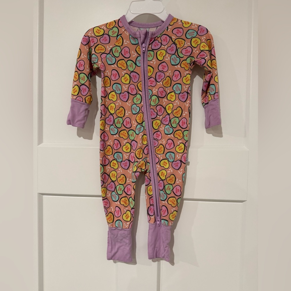 Bamboo Zippy PJs Pink Conversation Hearts